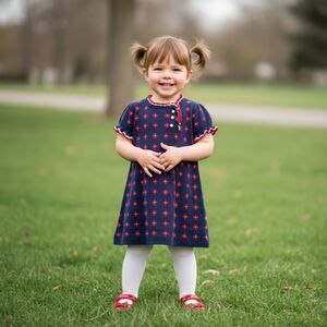 Janie and Jack  Navy & Red Floral Short Sleeve Sweater Dress Size 3